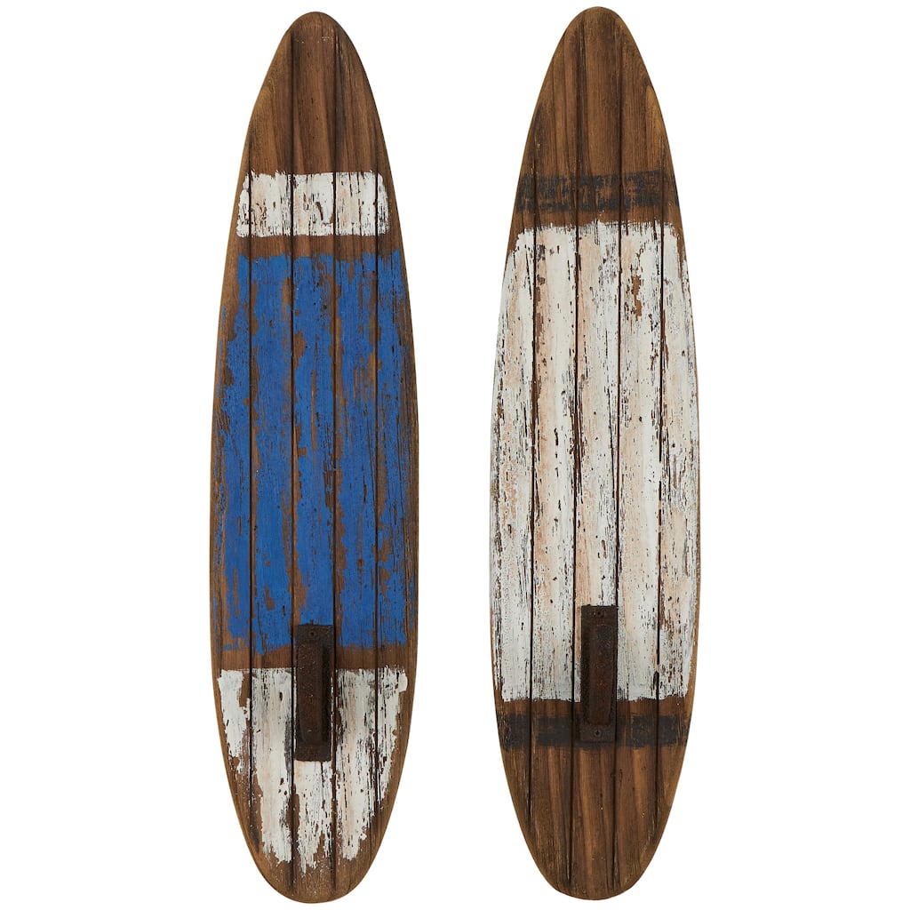 Wood Surfboard Wall Hook - Set of 2 White - Roche River Decor - 4"W x 6"L x 27"H