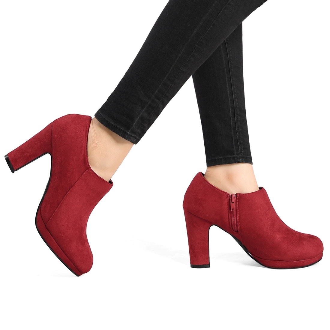 pointed toe chunky heel booties