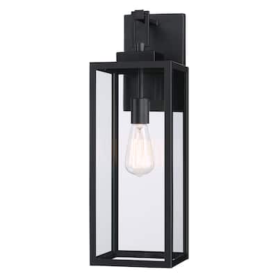 1-Light 21.8 inch Matte Black Outdoor Wall Lantern with Clear Glass Shade - Matte Black