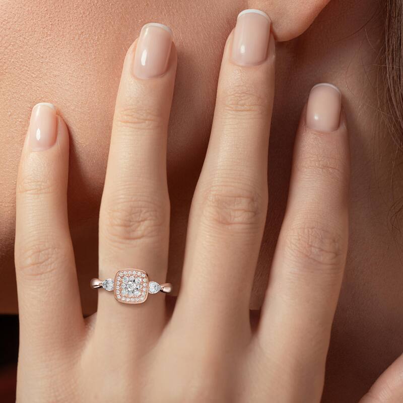 AEON Eternal Blossom Cushion 0.60ct Lab Grown Diamond Cluster Halo Ring