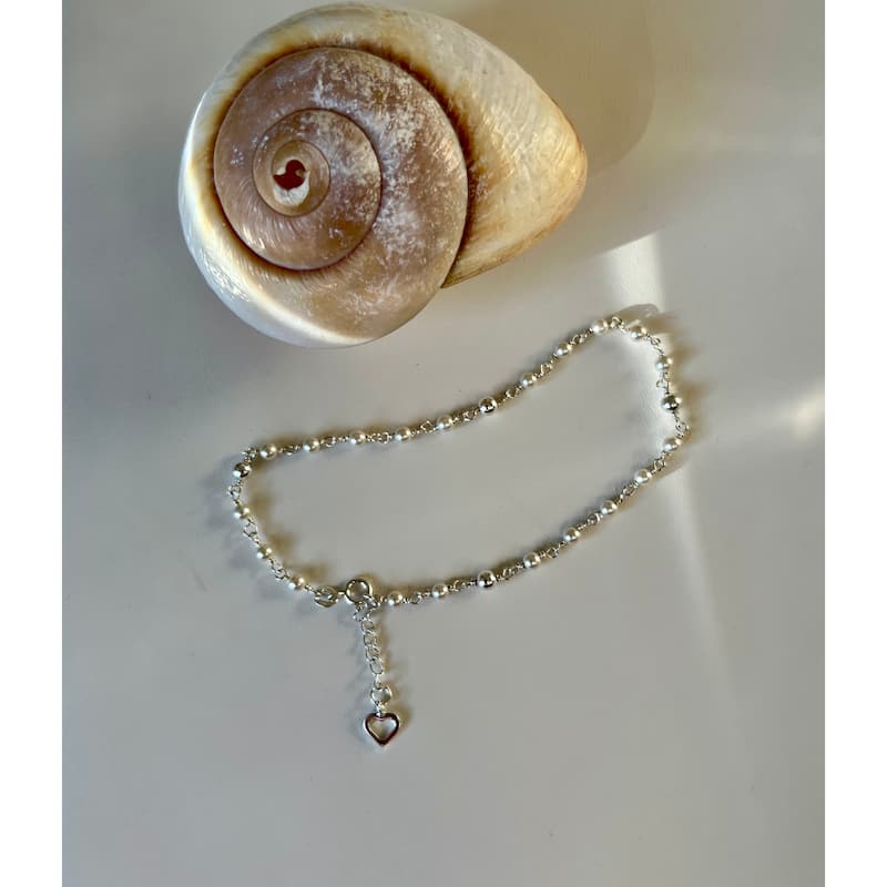 Sterling Silver Freshwater Pearl Anklet by Roberto Martinez