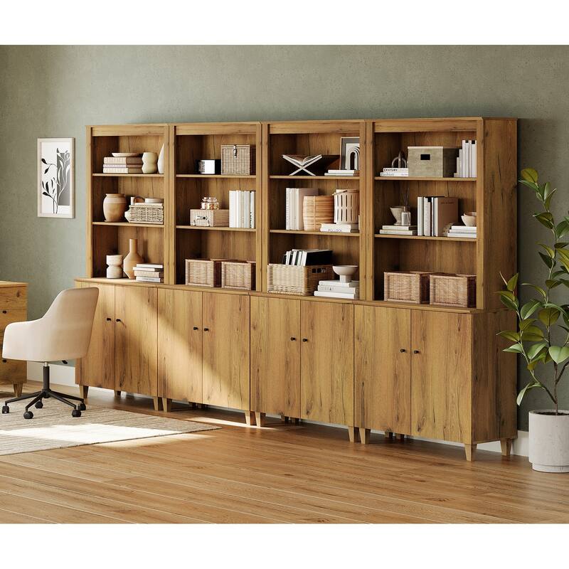 Modern 71" Tall Bookcase with Shelves & Storage Cabinet for Home Office