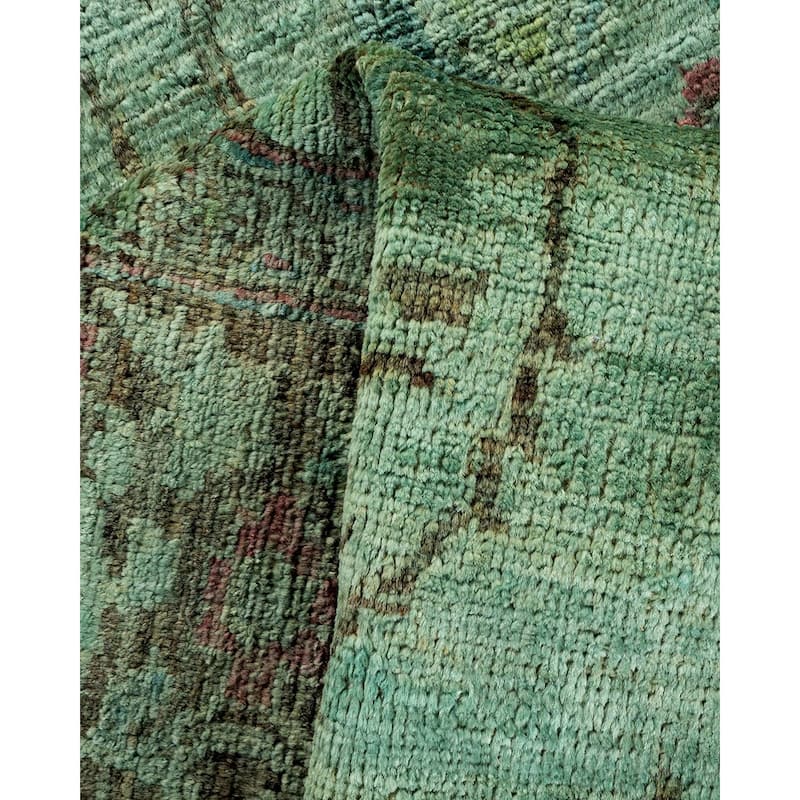 Overton Hand Knotted Wool Vintage Inspired Modern Contemporary Overdyed Blue Area Rug - 4' 3" x 6' 4"