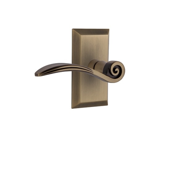 Nostalgic Warehouse STUSWN_PRV_238_NK_RH Swan Privacy Door Lever Set with Studio Rose for 2-3/8" Backset Doors
