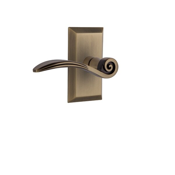 Nostalgic Warehouse STUSWN_PSG_238_NK_RH Swan Passage Door Lever Set with Studio Rose for 2-3/8" Backset Doors