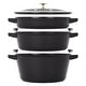 preview thumbnail 1 of 12, STAUB Cast Iron 4-pc Stackable Set Black