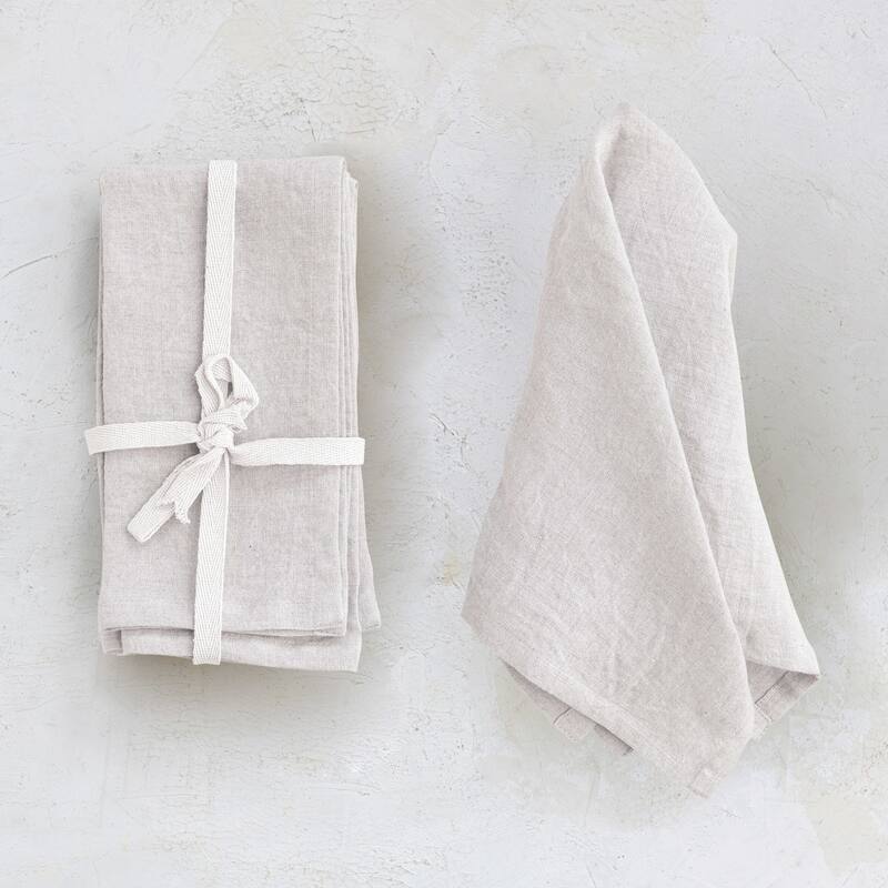 Stonewashed Linen Dinner Napkins - Ivory