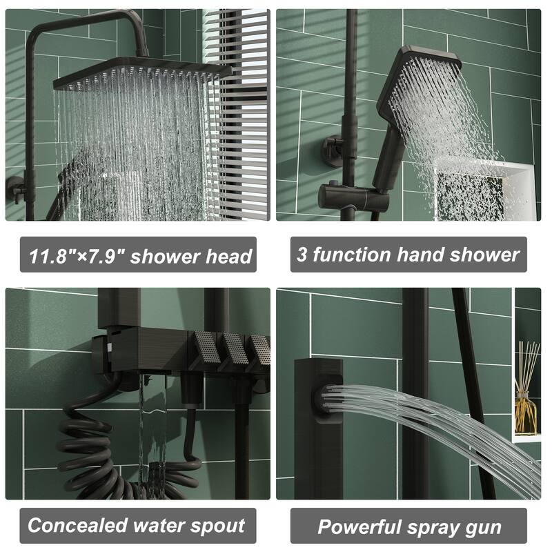 Gunmetal Smart Shower System with LED Display: Independent Buttons,Durable Build