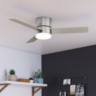 Hunter 52" Minimus Modern Sleek Low Profile Ceiling Fan with LED Light, Handheld Remote - Contemporary, Transitional