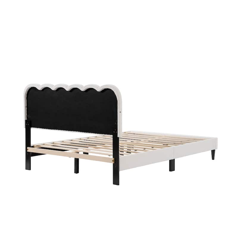 Christopher Knight Home - Olaf Cream Lambswool Petal Headboard Bed Frame with Ambient Light