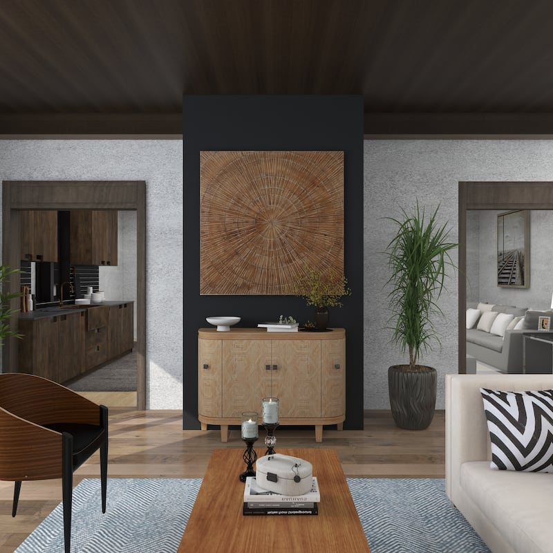 Brown Wood Handmade Carved Radial Starburst Home Wall Decor