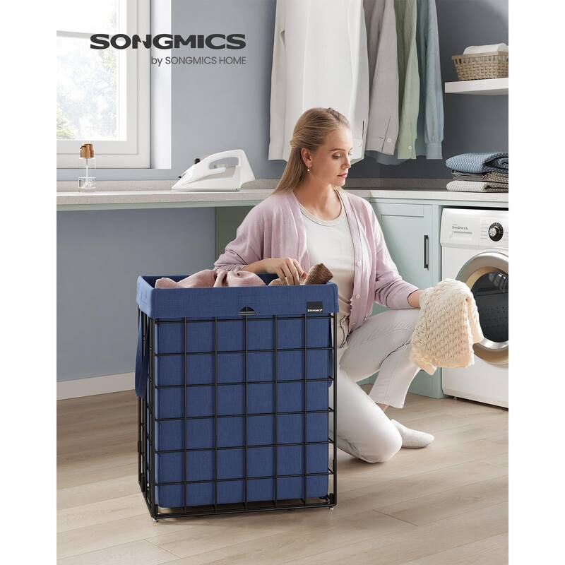 Laundry Hamper, 23.8 Gal (90L) Laundry Basket, Collapsible Clothes Hamper, Removable and Washable Liner, Metal Wire Frame