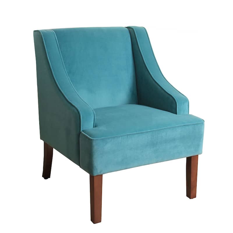 Porch & Den Lyric Turquoise Velvet Swoop Arm Accent Chai r
