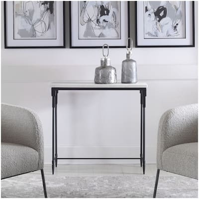 Uttermost 25165 Bourges 36"W Modern Industrial Marble Top Console Sofa