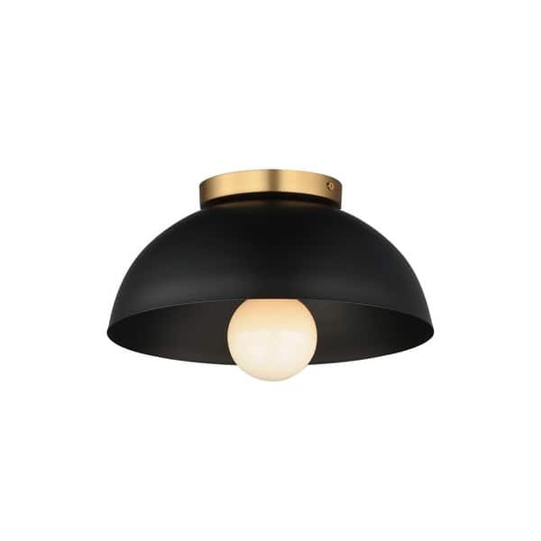 slide 2 of 4, Maxim 10020 Thelonious 12" Wide Flush Mount Ceiling Fixture Black / Natural Aged Brass