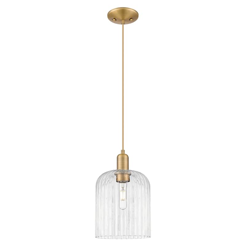 Innovations Lighting Endless Possibilities Arcadia - Bridal Veil - 1 Light 8" Cord Hung Mini Pendant - Brushed Brass/Clear Shade