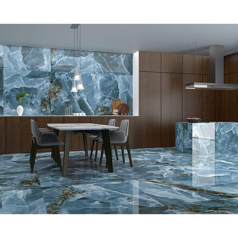 Industry Tile 24x48 Onyx Navy Blue polished porcelain tile