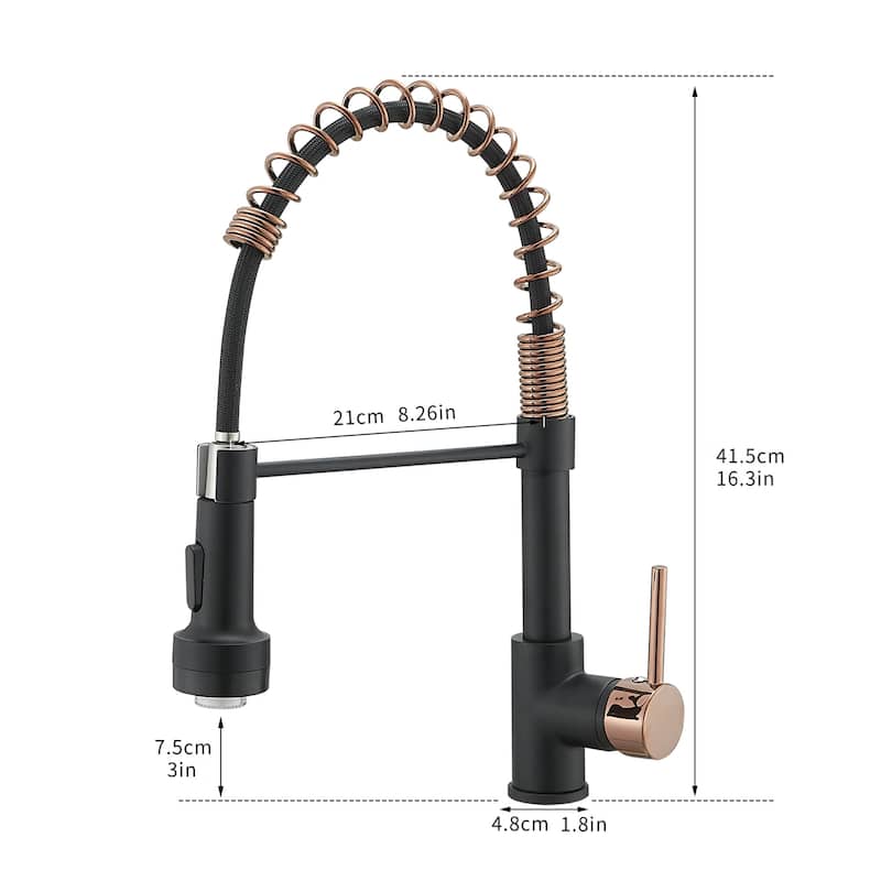 Modern Black Pull-down Kitchen Sink Faucet with LED Light