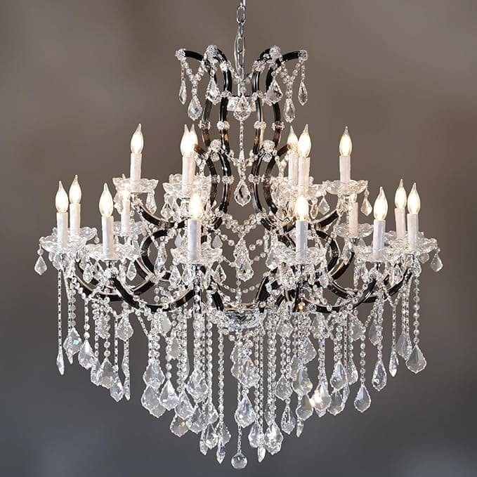 KAYLA 29in Luxury Candle ChandeliersModern Black Crystal Chandelier - 41in