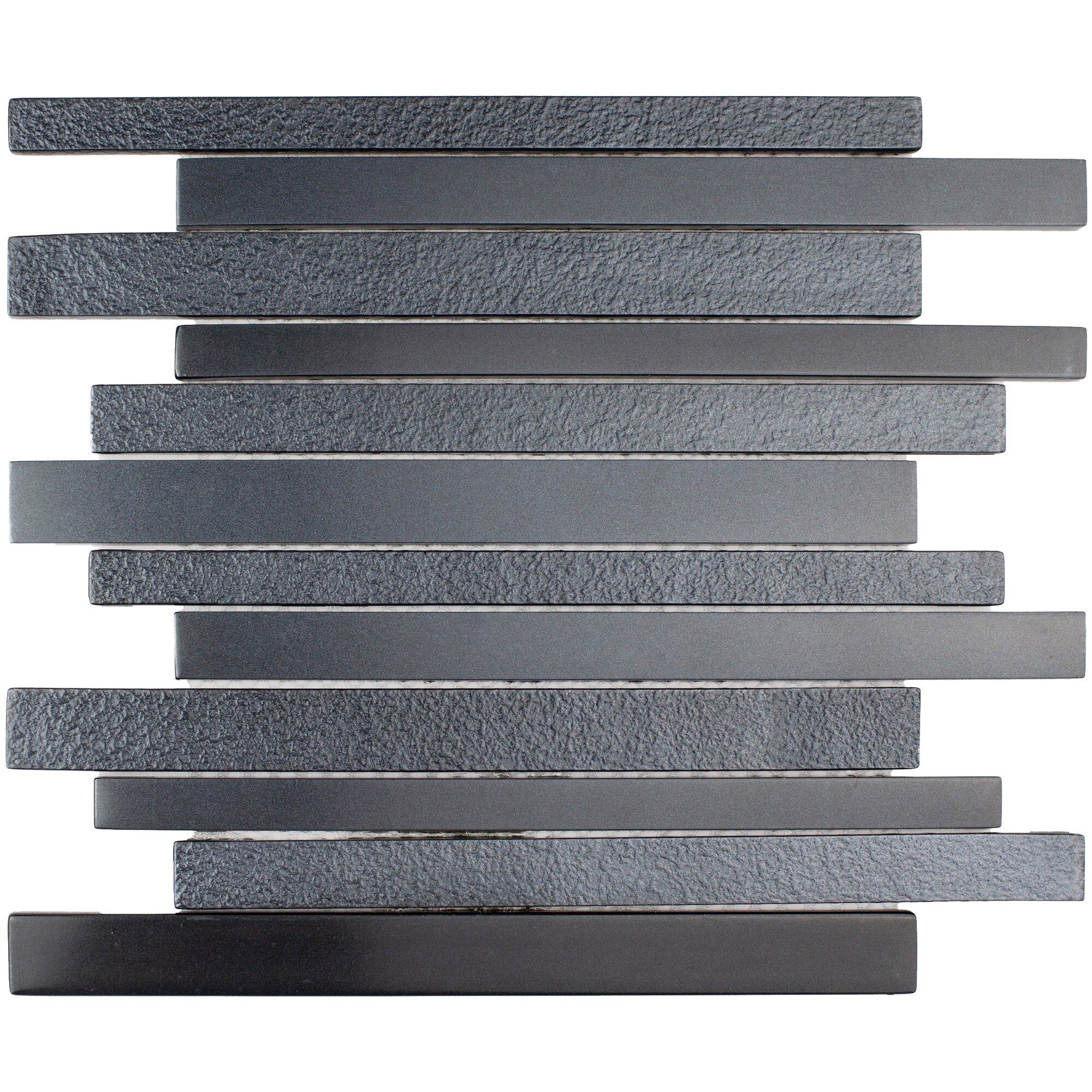 Shop Tilegen Paint Effect Linear Glass Mosaic Tile In Black Wall