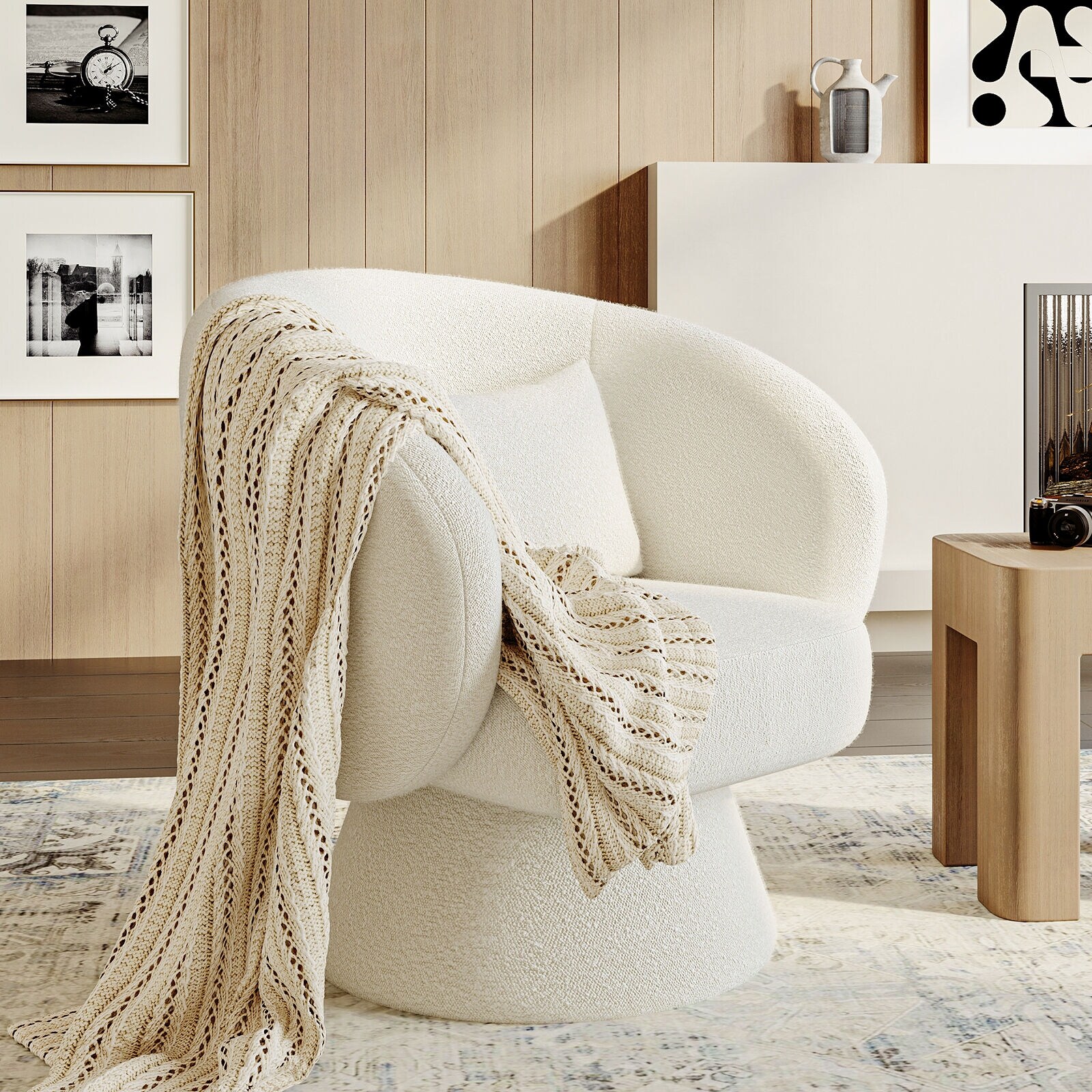 Modern Accent Chair With Swivel Metal Base - Overstock - 42225705