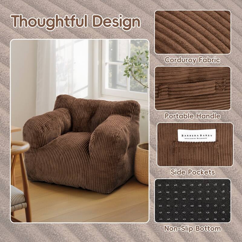 Pamapic Bean Bag Chair, Soft Corduroy Lazy Large Bean Bag Couch