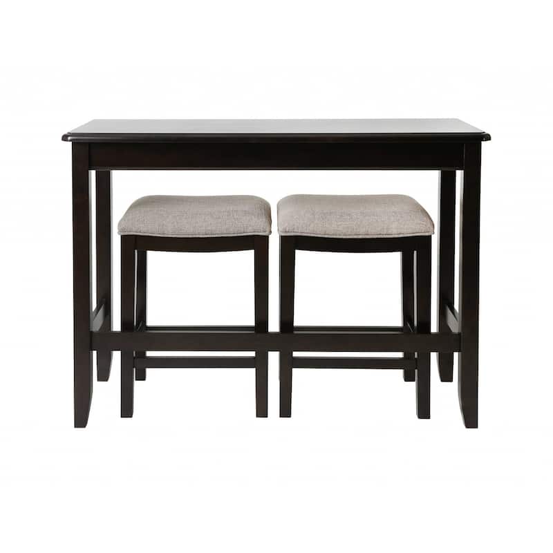 27" Light Gray And Dark Brown Upholstered And Solid Wood Backless Bar Chair