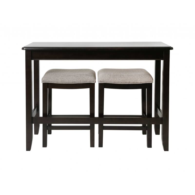 27" Light Gray And Dark Brown Upholstered And Solid Wood Backless Bar Chair