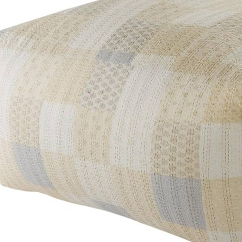 HomeRoots 48" Cream Cotton Patchwork Pouf Ottoman