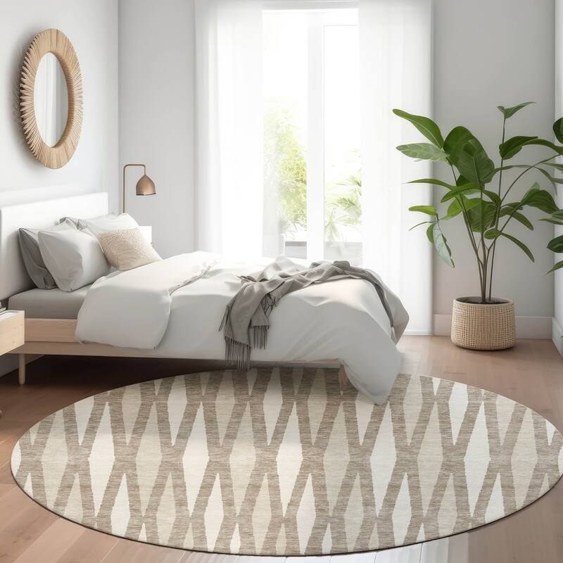 Premium Washable Super Soft Modern Kris Mayfield Rug - Taupe - 8' x 8'