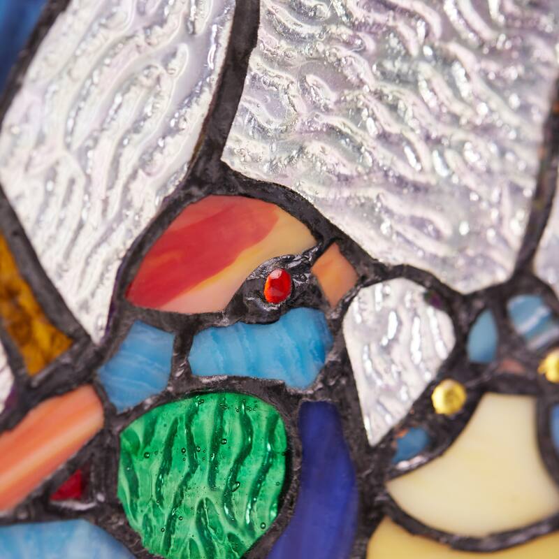 River of Goods 16"H Birds in the Night Sky Round Stained Glass Window Panel - 16"L x 0.25"W x 16"H