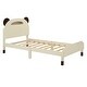 preview thumbnail 4 of 15, 3-Pieces Bedroom Sets Twin Size Kids Platform Bed with Nightstand & Storage Dresser, Motion Activated Night Lights, Cream