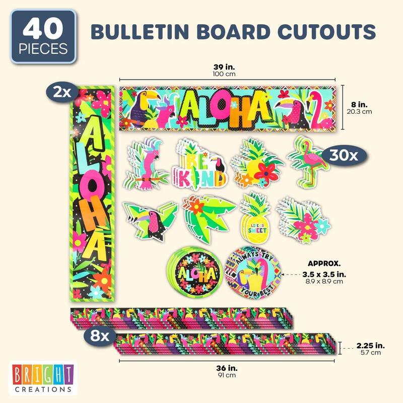 Infinite Curiosity Tropical Classroom Bulletin Board Cutouts, Colorful Chalkboard Borders (40 Pcss)