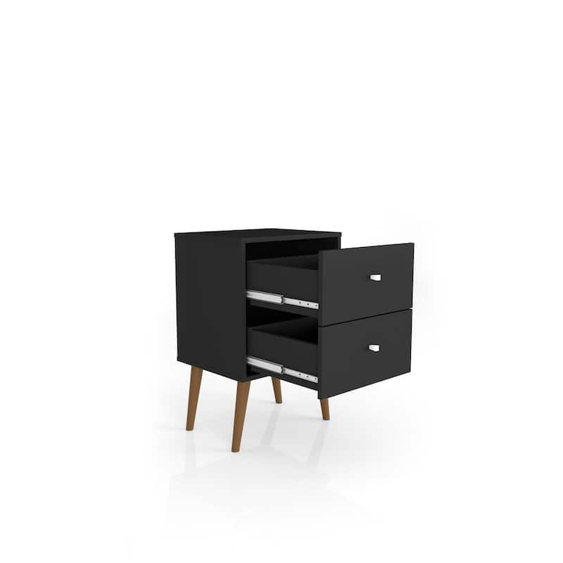 Liberty Mid Century Modern Black Nightstand 2.0 with 2 Extension Drawers