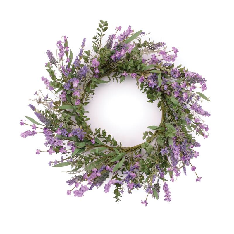 HomeRoots 21" Purple And Green Mixed Assortment Artificial Wreath