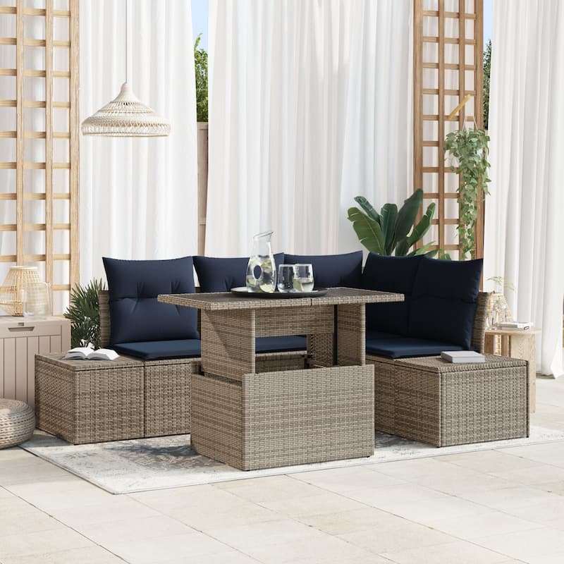 vidaXL 5 Piece Garden Sofa Set with Cushions - 82.3×60.6×27.2 - Grey