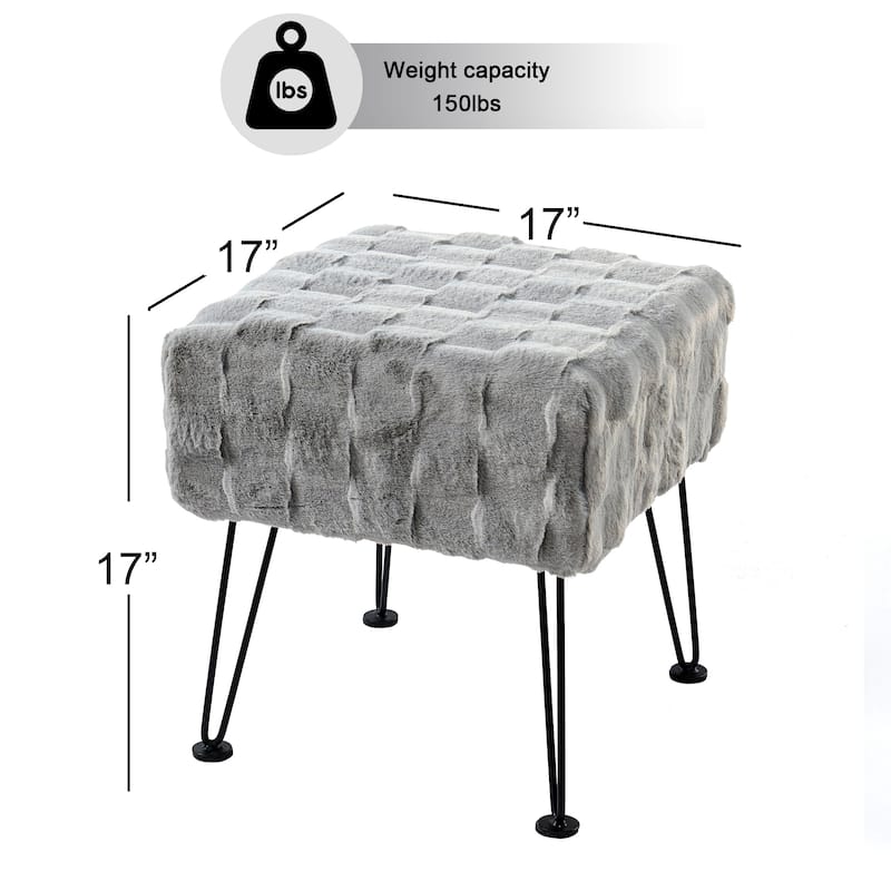 Home Soft Things Brick FauxFur Stool Soft Ottoman Furry Padded Seat