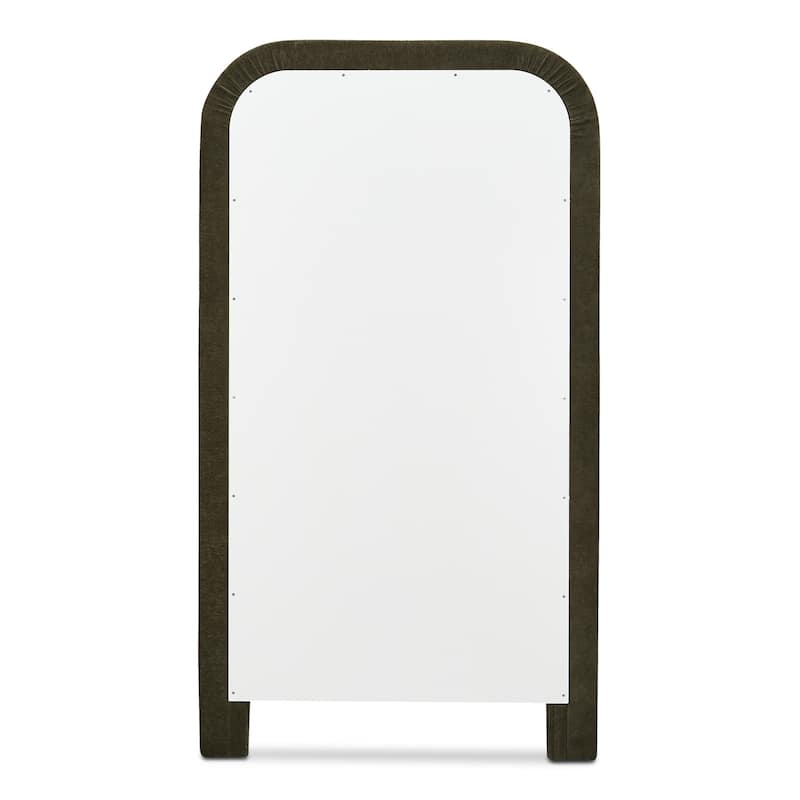 NADAAL STUDIOS Cassair Floor Mirror, Soft-Corner Ruched Upholstered Frame Full-Length, Olive