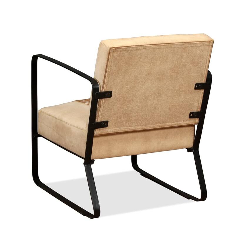 vidaXL Sofa Single Sofa Chair with Metal Frame for Living Room Genuine Leather - 23.6" x 25.2" x 29.1"