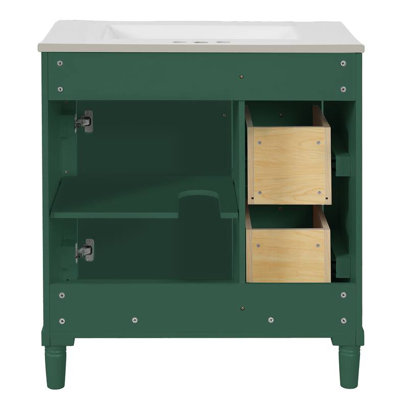 30" Bathroom Vanity with Sink, Freestanding Bathroom Storage Vanity Cabinet w/Soft-Closing Door, Bathroom Cabinet with 2 Drawers