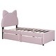 preview thumbnail 31 of 44, Twin/Full Size Upholstered Platform Bed with Cartoon Ears Shaped Headboard and 2 Drawers