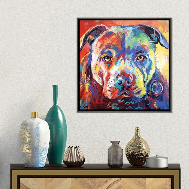 iCanvas "Staffordshire Bull Terrier" by Jos Coufreur Framed