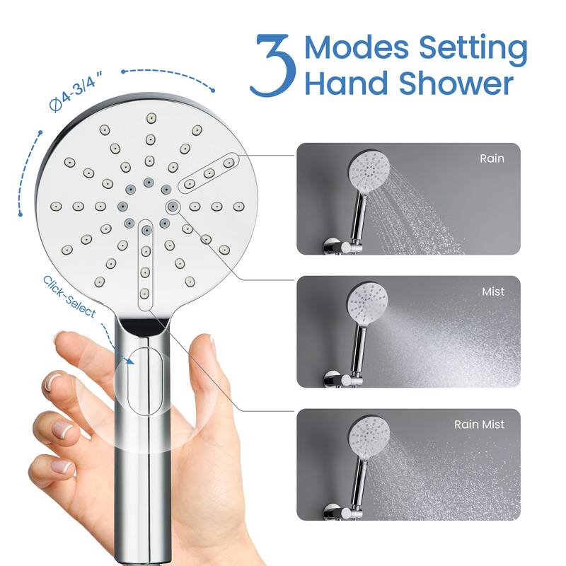 Circular Pressure Balanced 3-Function Shower System with Rough-In Valve