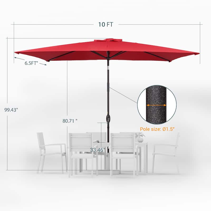 LIVOOSUN 10 x 6.5ft Outdoor Market Patio Umbrella w/Tilt and Crank