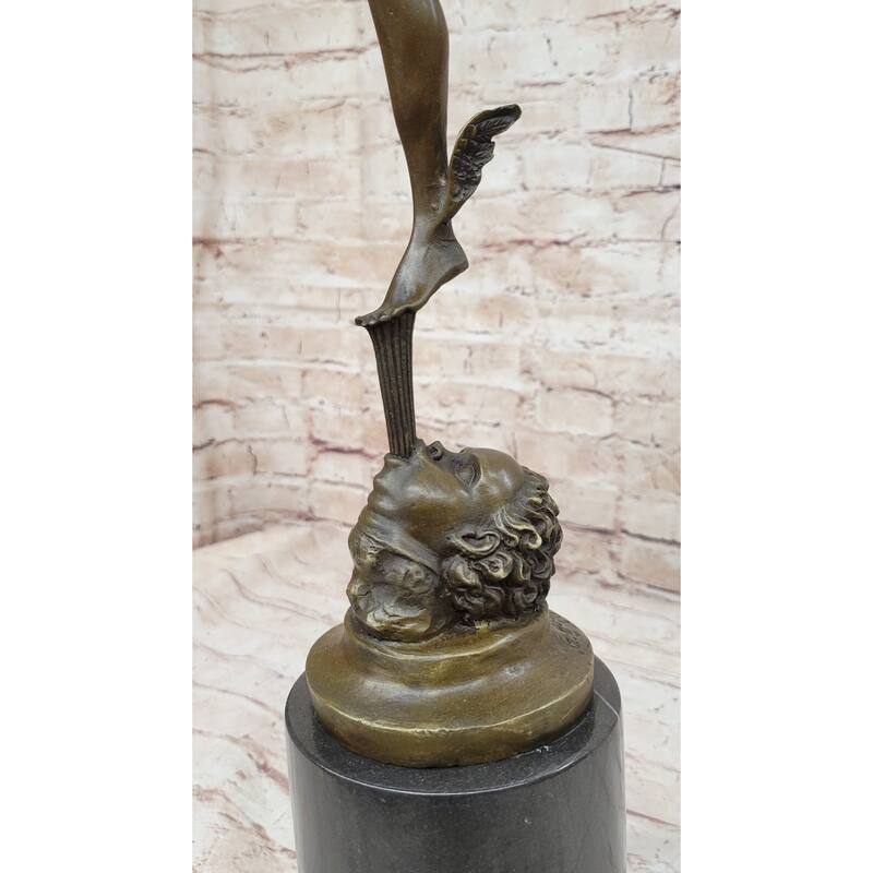 Flying Mercury Hermes W/ Caduceus Bronze Statue Sculpture Figure By Giambologna 21 Inches X 13 Inches