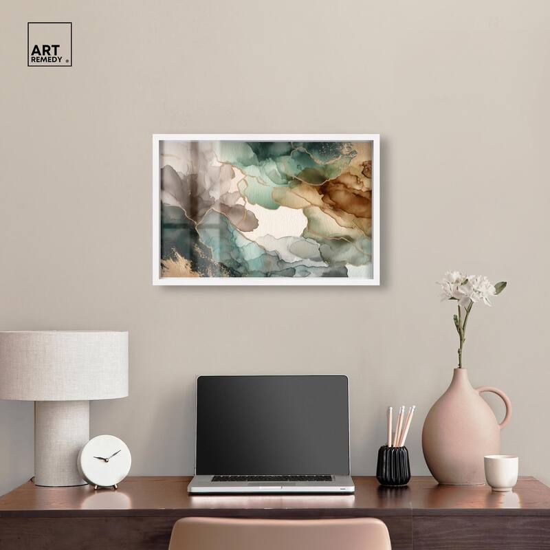 Golden Estuary II Shadowbox by Art Remedy