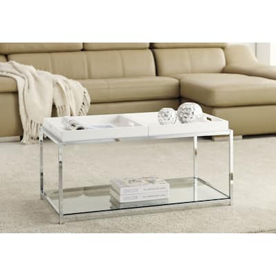 Convenience Concepts Palm Beach Coffee Table with Shelf and Removable Trays