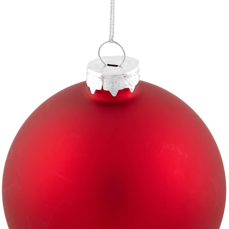 2-Finish Christmas Glass Ball Ornaments - 4" (100mm) - Red - 4ct