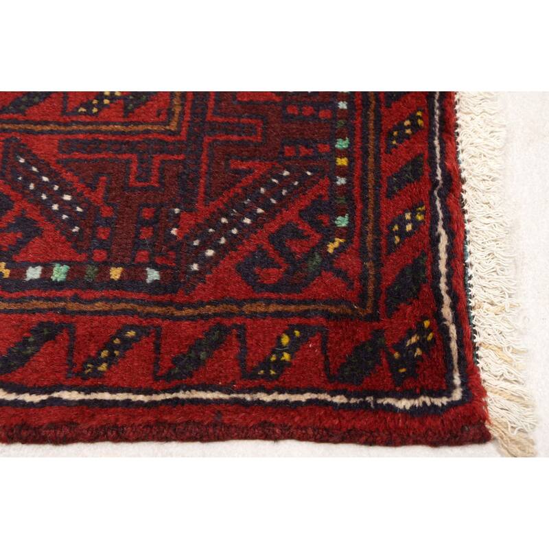 ECARPETGALLERY Hand-knotted Baluch Dark Navy, Red Wool Rug - 3'3 x 6'4
