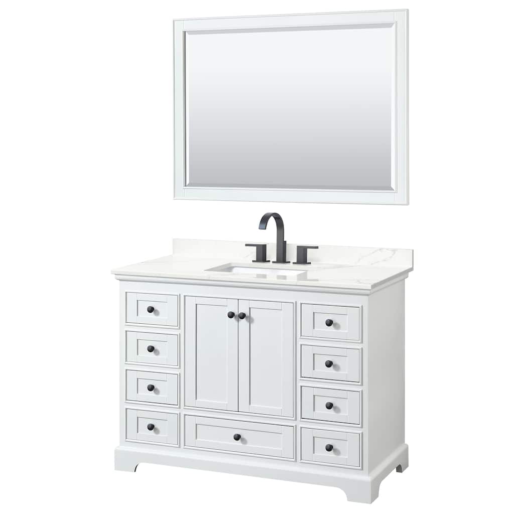 Deborah 48-inch Single Vanity, Quartz Top, 46-inch Mirror